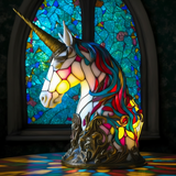 Licorne – Lampe en vitraux (licorne)