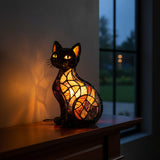 Chat brillant - Lampe en vitrail