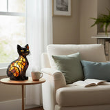 Chat brillant - Lampe en vitrail