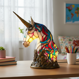 Licorne – Lampe en vitraux (licorne)