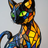 Chat Mystique - Lampe en Vitrail