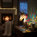 Licorne – Lampe en vitraux (licorne)