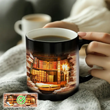 Évasion vers la bibliothèque douillette - Tasse en céramique à détection thermique - Tasse à café enchantée