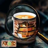 Évasion vers la bibliothèque douillette - Tasse en céramique à détection thermique - Tasse à café enchantée