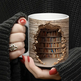 Magical Mug with Changing Design - Coffee Cup Featuring a Vanishing Library