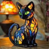 Chat Mystique - Lampe en Vitrail