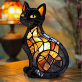 Chat brillant - Lampe en vitrail