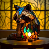 Raton laveur - Lampe en vitraux