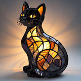 Chat brillant - Lampe en vitrail