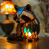 Raton laveur - Lampe en vitraux